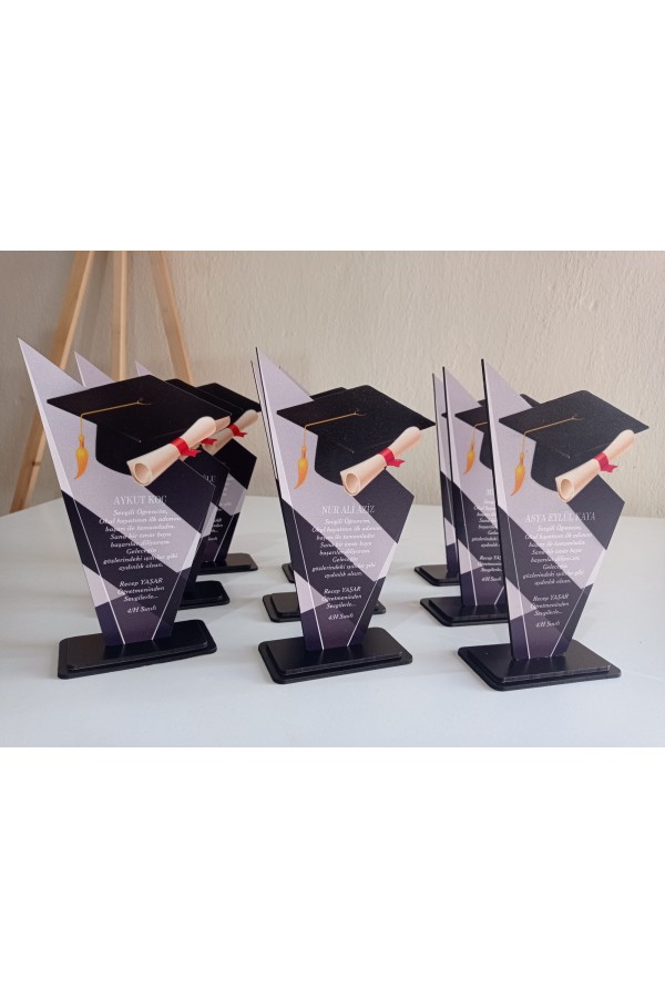 Kep Model Mezuniyet Hatırası Ahşap Plaket