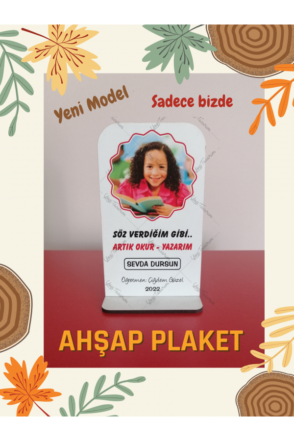 Size Özel Okur Yazar Ahşap Plaket