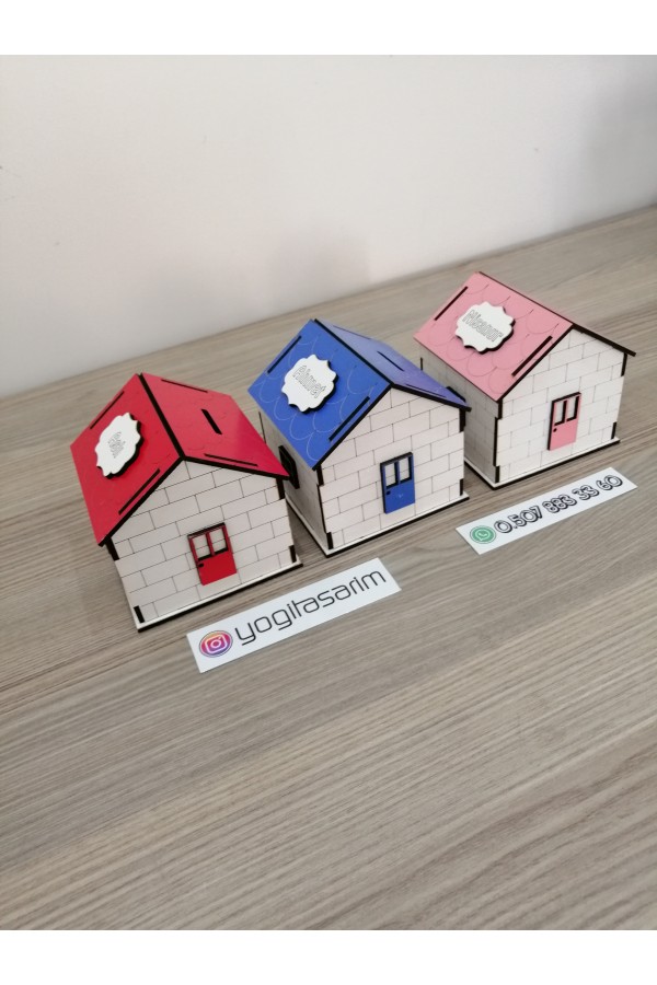 İsme Özel Ahşap Ev Kumbara