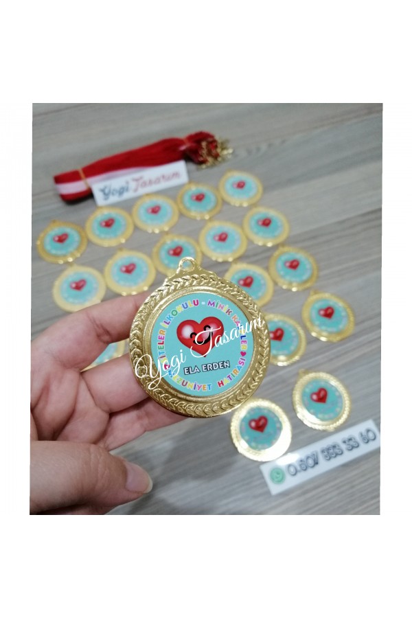 İsme Özel Anaokulu Mezuniyet Hatırası Madalyası