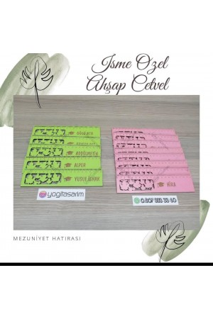 Kepli İsme Özel Baskılı Ahşap Cetvel 