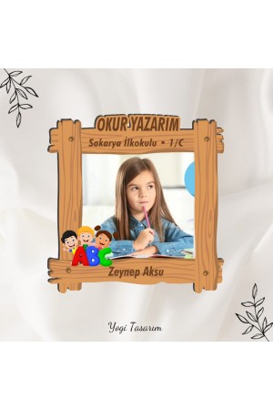 Okur-Yazarım temalı ahşap dolap magneti