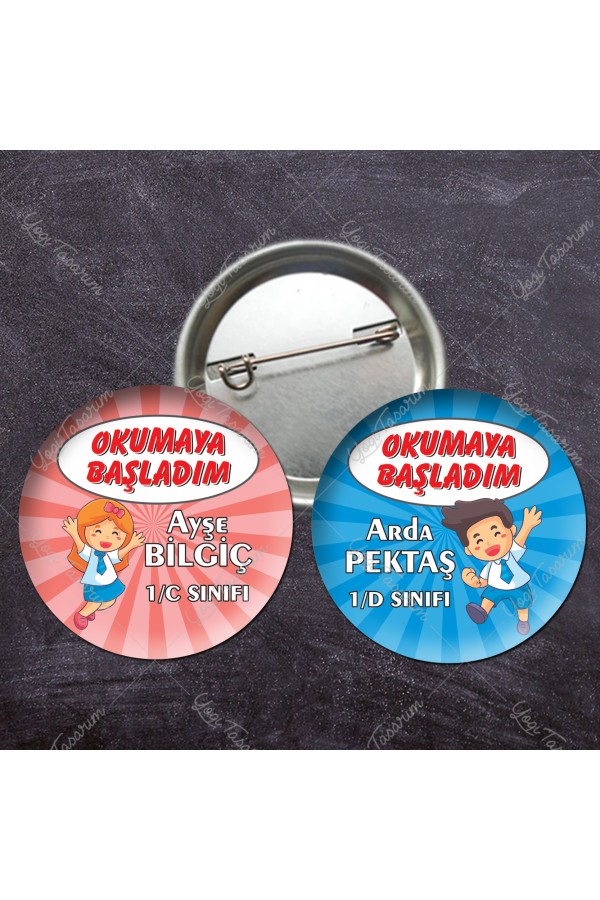 Öğrenci Karakteri Temalı Okumaya Başladım İğneli Rozet