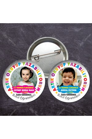 Rengarenk Temalı Artık Okuyup yazabiliyorum İğneli Rozet