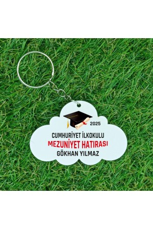 İsme Özel Ahşap Kepli Yuvarlak Mezuniyet Anahtarlık