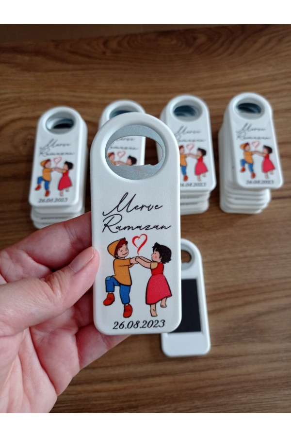 İsme Özel Düğün Hatırası Uzun Açacak Magnet