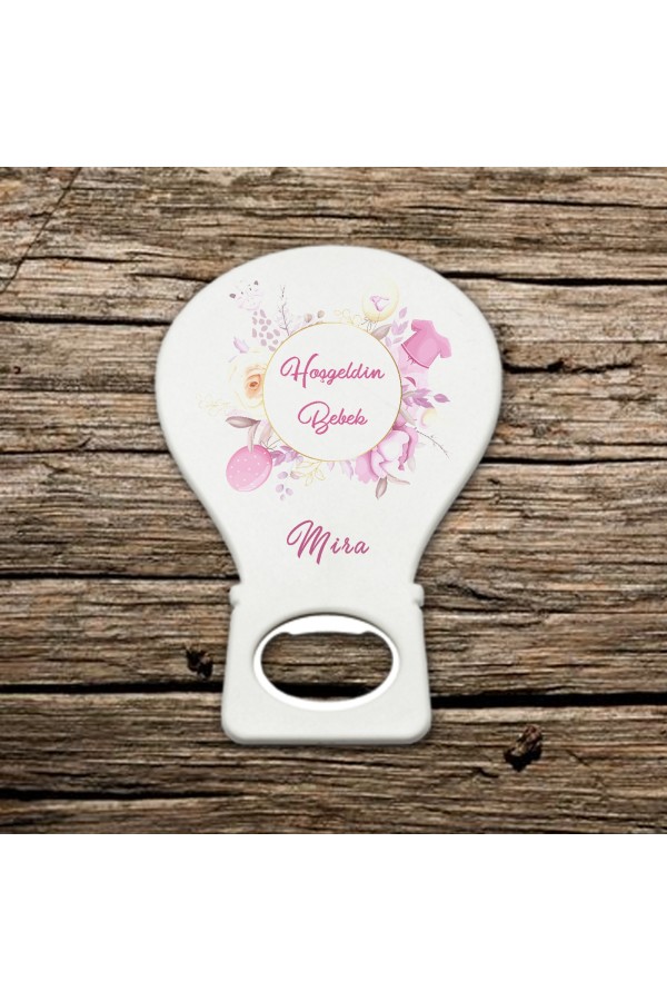 İsme Özel Hoş Geldin Bebek Temalı Balon Açacak Magnet