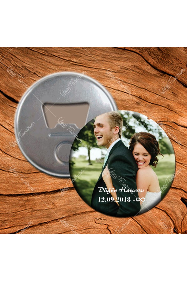 Resimli Düğün Hatırası Buton Açacak Magnet