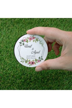 Nikah Hatırası Çiçekli Ahşap Magnet